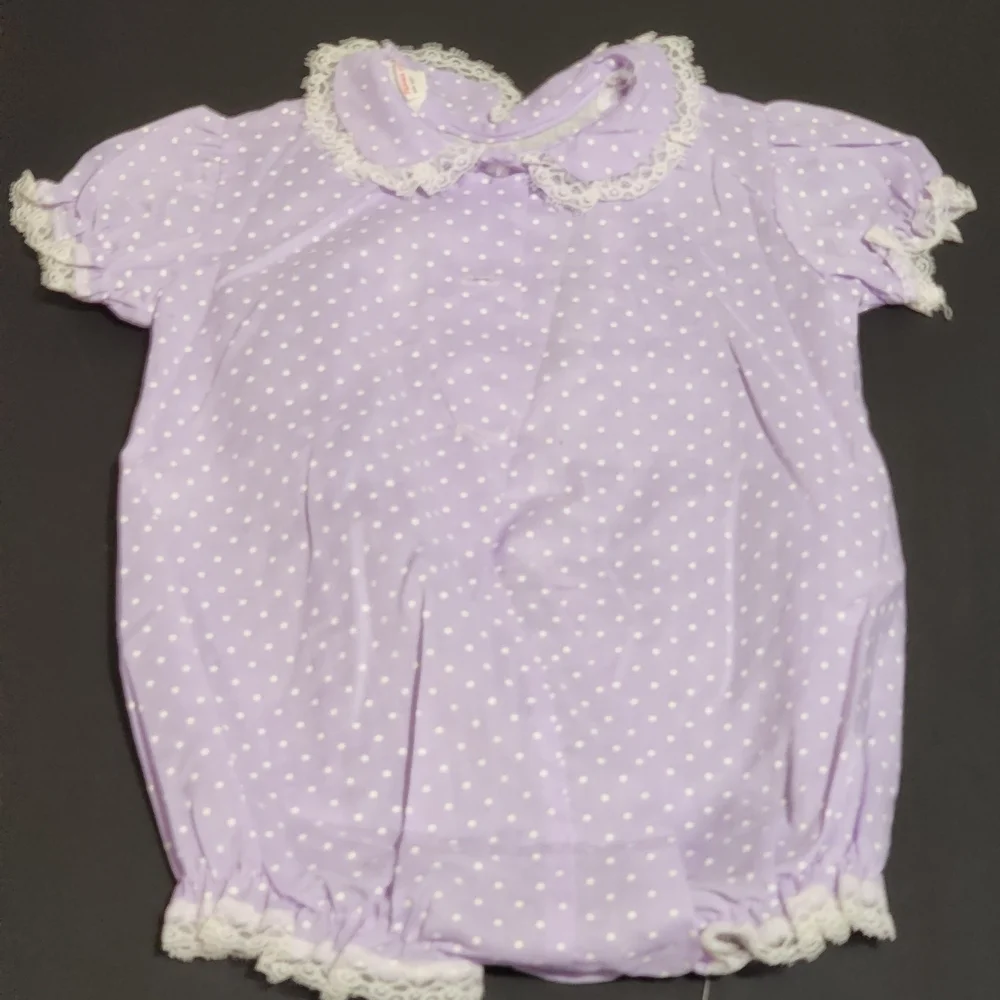 Vintaje Purple Polka Dot Baby Romper